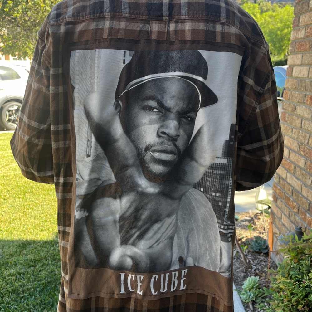 Ice cube Flannel Shirt upcycled unisex Size XXL